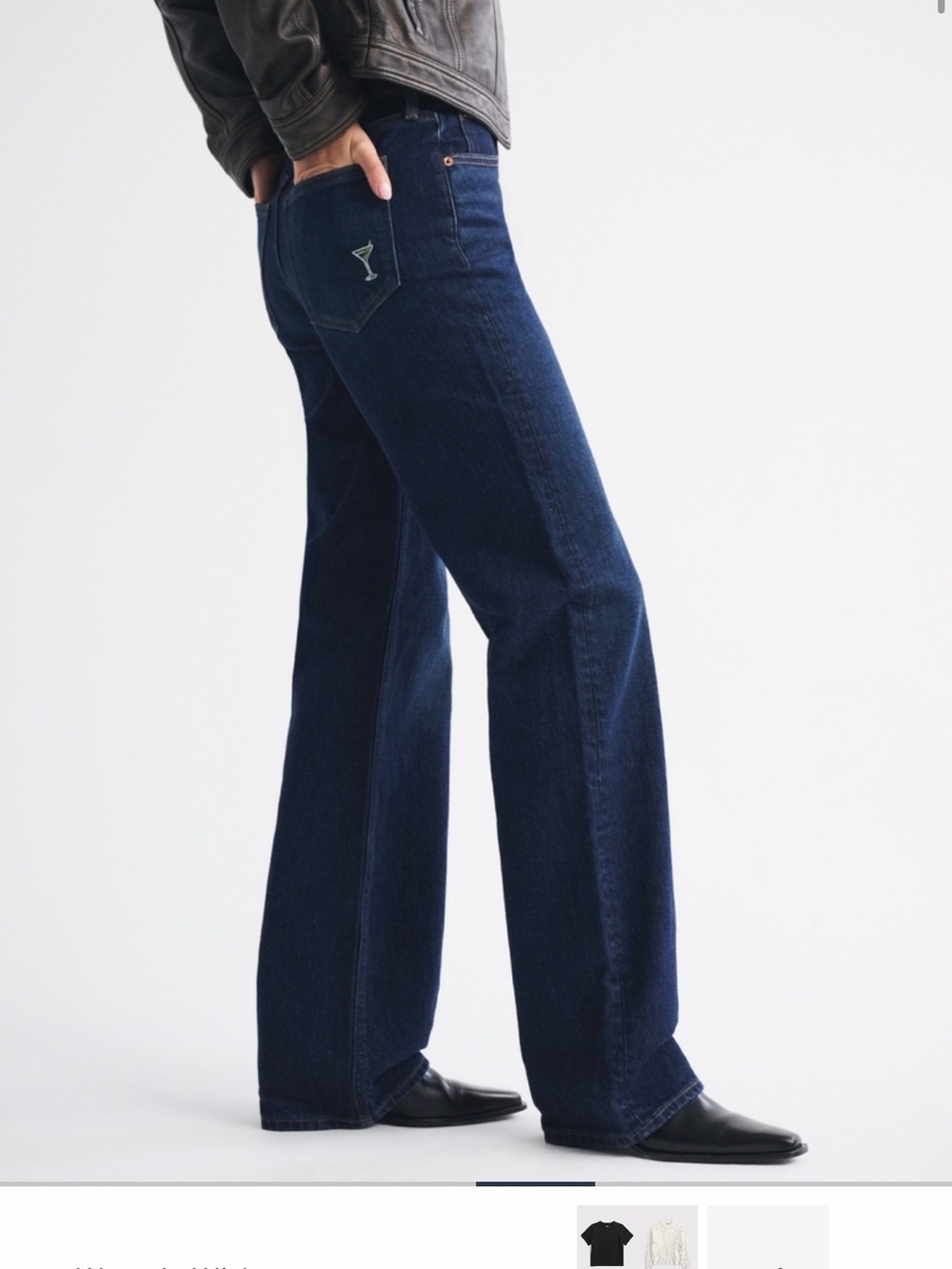 Abercrombie & Fitch High Rise 90s Relaxed Martini Embroidered Jeans